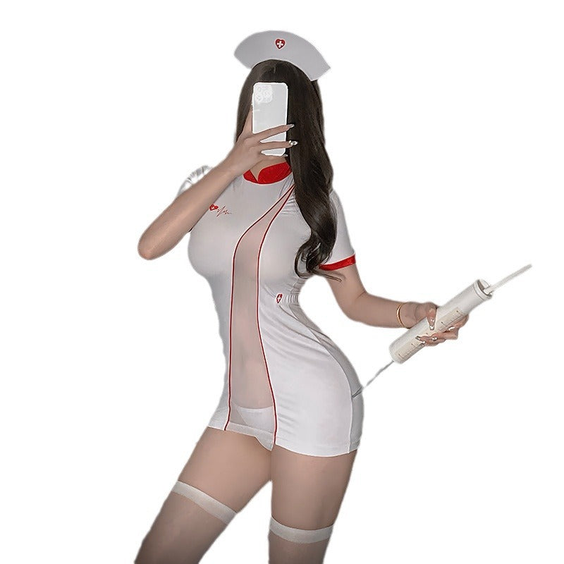 Image of Provoking fire rabbit erotic underwear sexy nurse uniform temptation bed passion opening stalls free set nightclub clothes 8059
